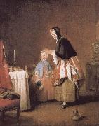 Jean Baptiste Simeon Chardin Dressed in the morning oil painting artist
